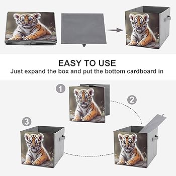 【BINBIN♡ 】 Amazon.com: ZXDSKGYN Foldable Storage Boxes Cute Tiger Large
